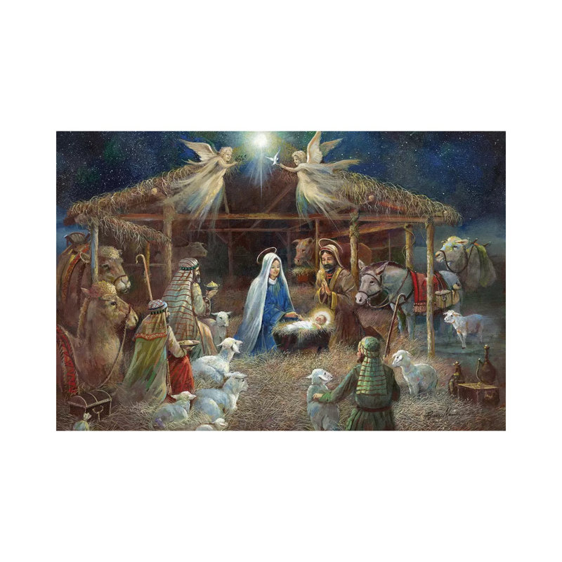 The Nativity by Ruane Manning - Print on Canvas, No Framed, 101.6 cm H x 66.04 cm W x 1.91 cm D