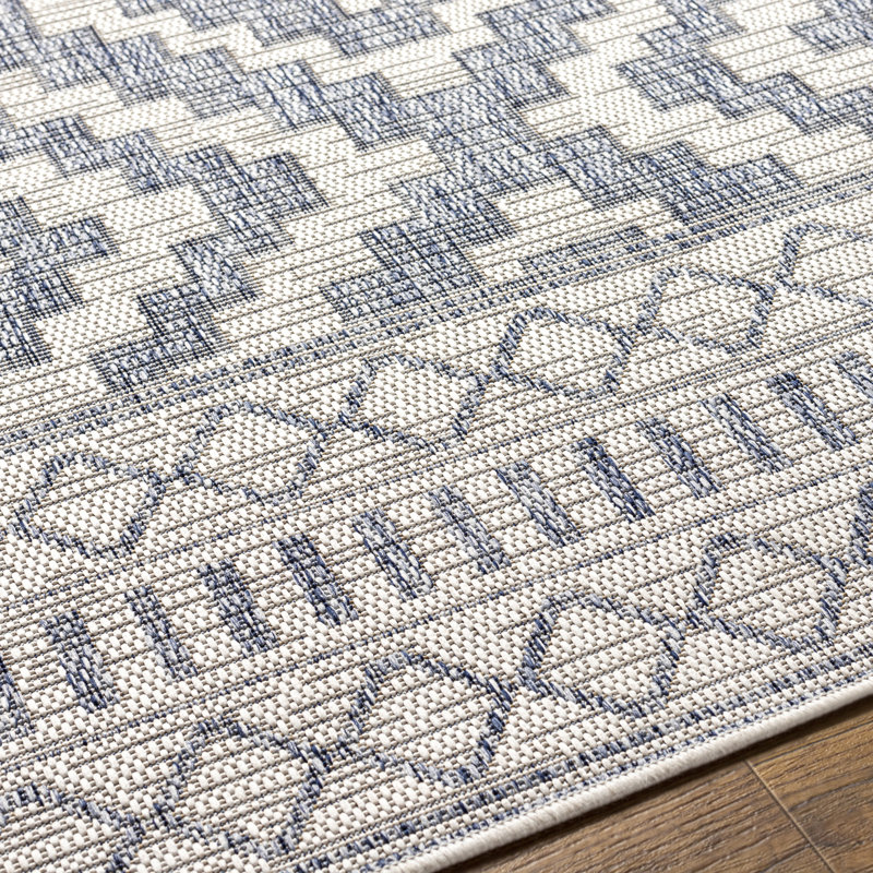 Mastandrea Indoor & Outdoor Boho Rug Ivory/Blue, Rectangle 200 x 275cm