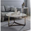 Table basse Aziz avec plateau en pierre frittée et finition champagne