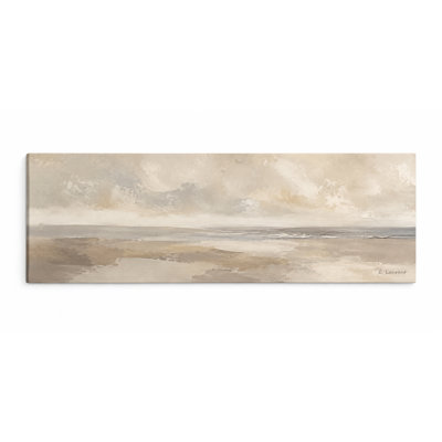 Quiet Coastal Veil Neutral Abstract Landscape Printed Wrapped Canvas Wall Art