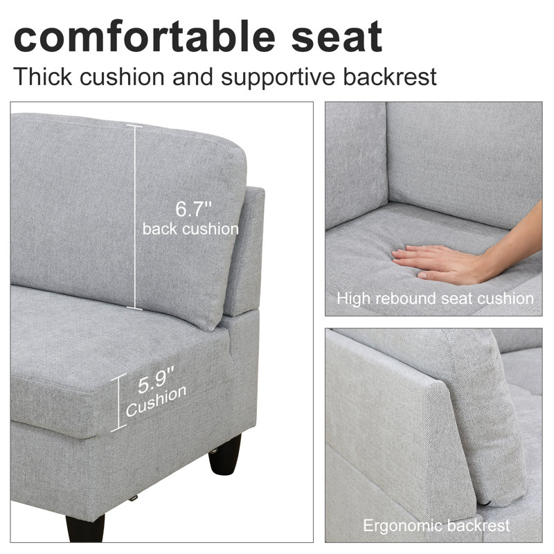 Ensemble de canapé modulaire en flanelle gris clair 8 pièces pour salon