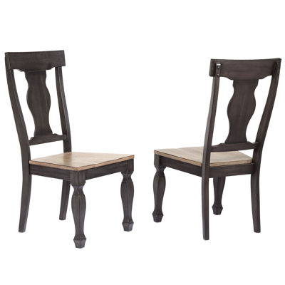 Dining Side Chair with Oak Finish Seat and Charcoal Finish Wood Base