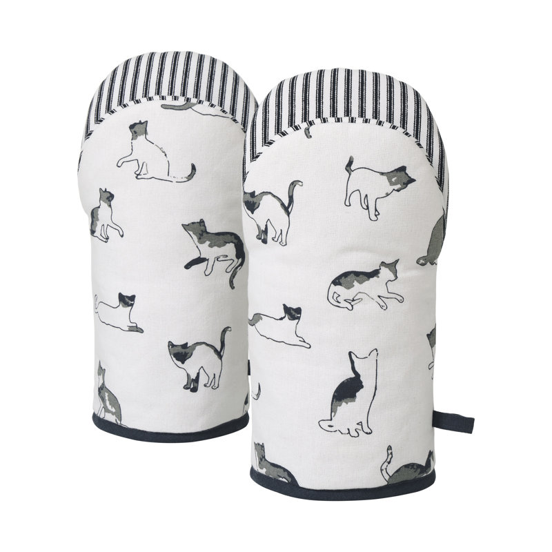 Penguin Home Cotton Oven Glove, White/Grey/Black