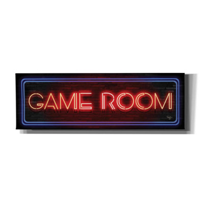 «Game Room Neon Sign» par Mollie B - Art textuel panoramique sur toile tendue