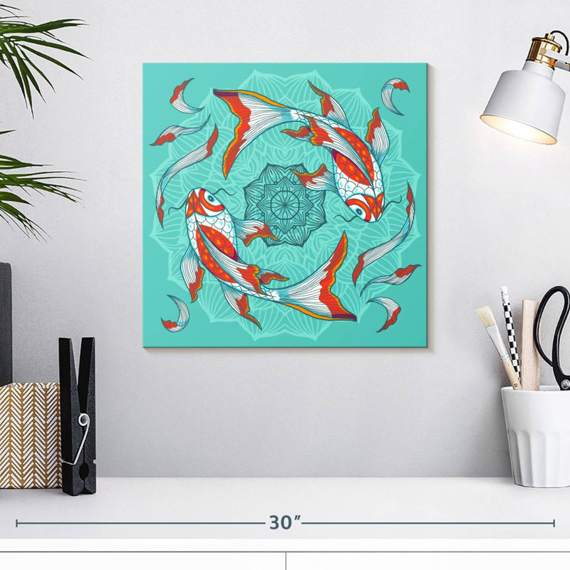 Duo Bramala Mandala Koi, H 16 po x l 16 po
