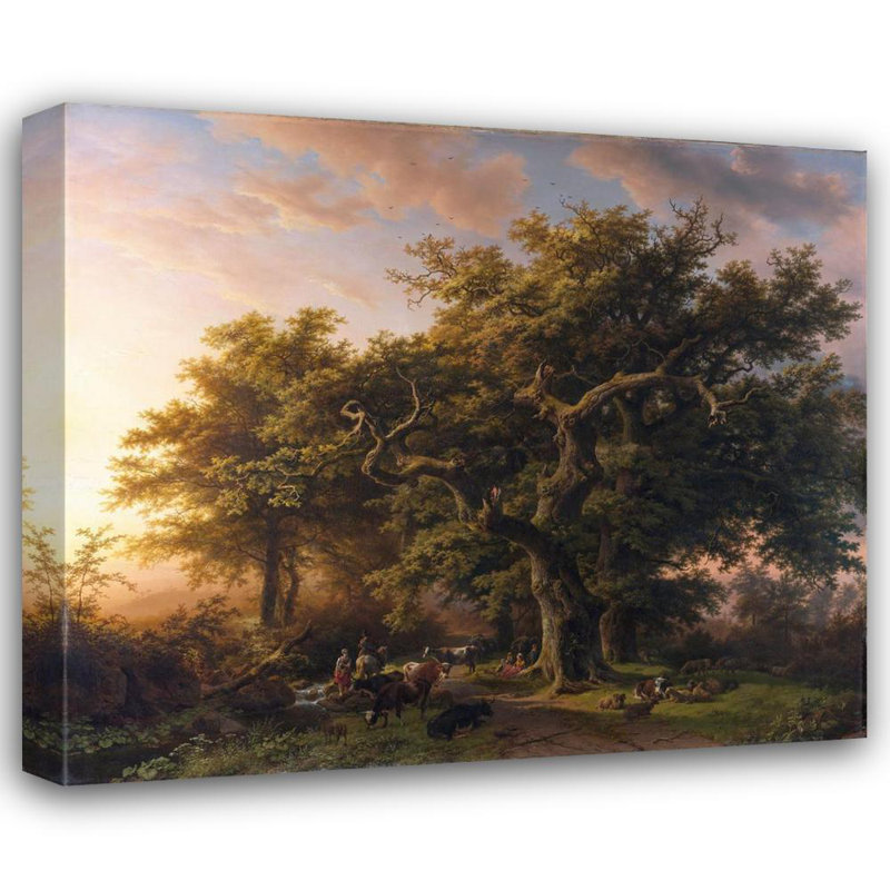 «Forest Scene» par Barend, Koekkoek - art mural sur toile tendue, H 24 po x l 17 po