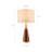 Ellurian Mid-Century Modern Triangular Table Lamp in Rubber Wood with White Linen Shade