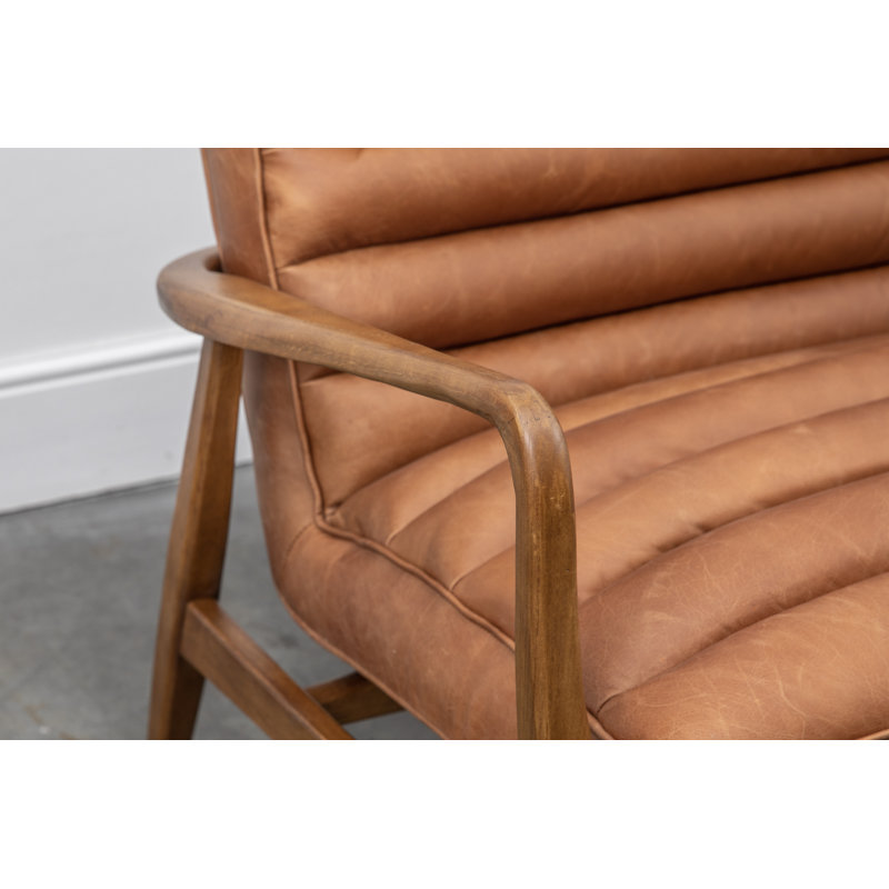 Cassidee 2 Seater Top Grain Leather Loveseat, Brown