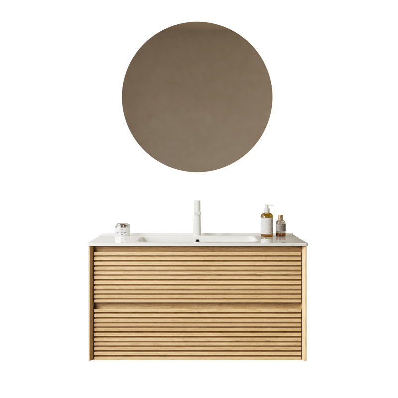 Meuble-lavabo de salle de bain avec lavabo, 36", Chêne clair