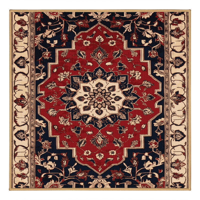 Machine Washable Persian Brown Area Rug, Square 7'