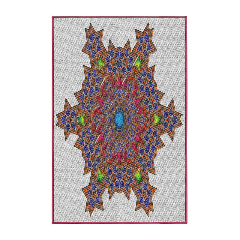 Tapis décoratif bleu géométrique, Rectangle 8 pi x 10 pi