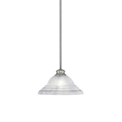 Stem Hung Pendant Shown With 12" White Alabaster Swirl Glass