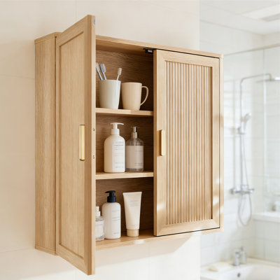 Armoire de rangement murale pour salle de bain avec tablettes, armoire de rangement au-dessus de la toilette avec tablettes réglables en bois, pour salle de lavage, cuisine, salon, armoire