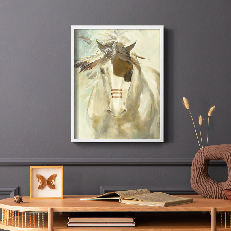 Warrior Framed Print - Solid Wood, 14" H x 11" W, White