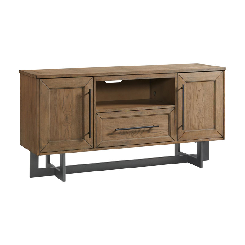 Marilou Eden 60" Wide Media Console With Open Center Drawer, Rustic Dune, 60"