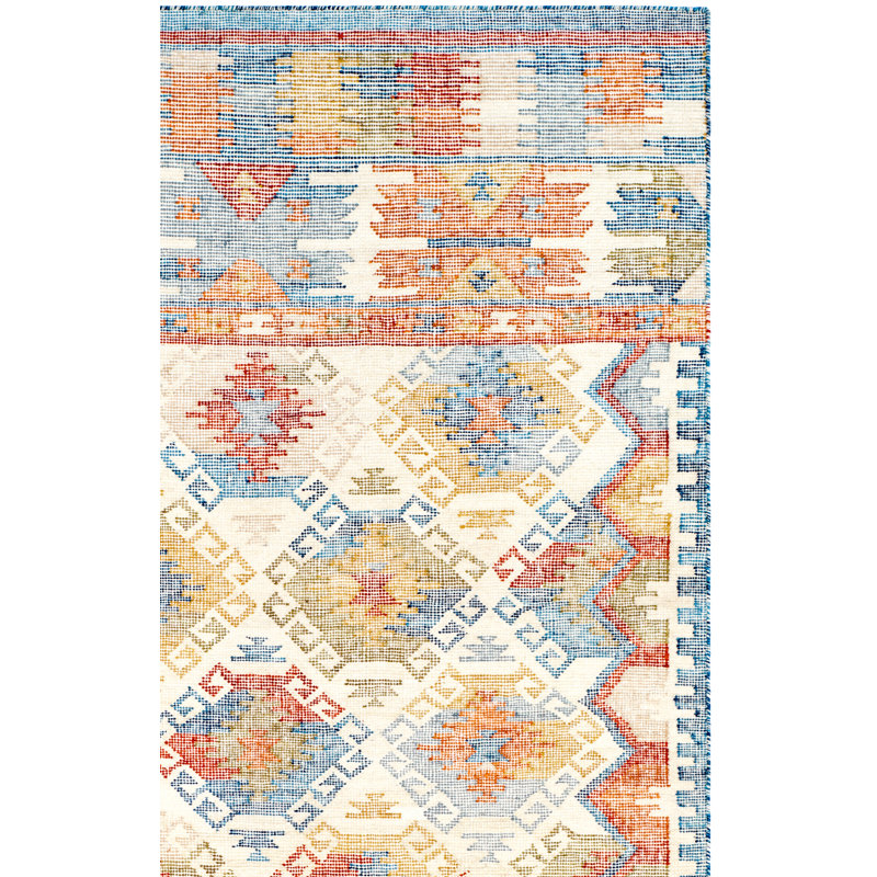 Tapis tissé à la main en laine / coton Elan tissé à la main en ivoire / gris Elan, Rectangle 5 pi x 8 pi