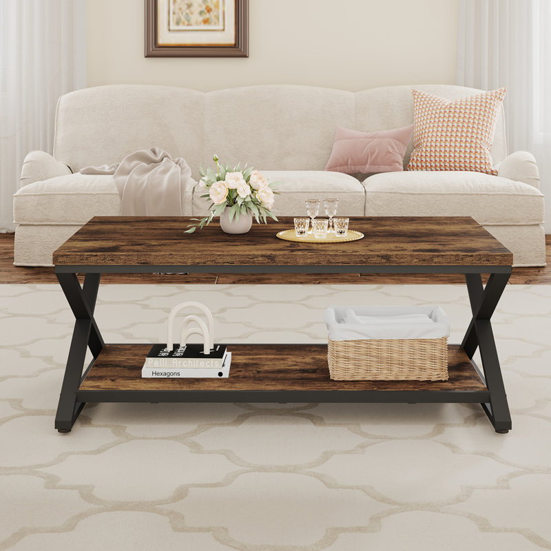 Table basse, H 17,75 po x L 39,4 po x l 23,62 po, Brun rustique