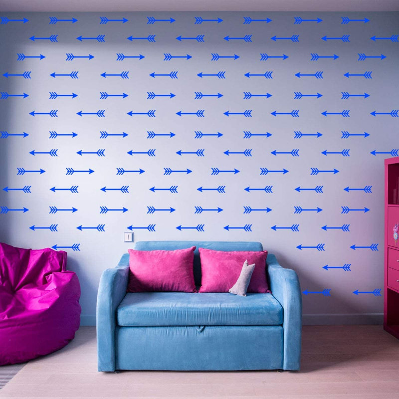 Décalcomanie murale flèches, Bleu, H 1 po x l 5 po x P 0,5 po