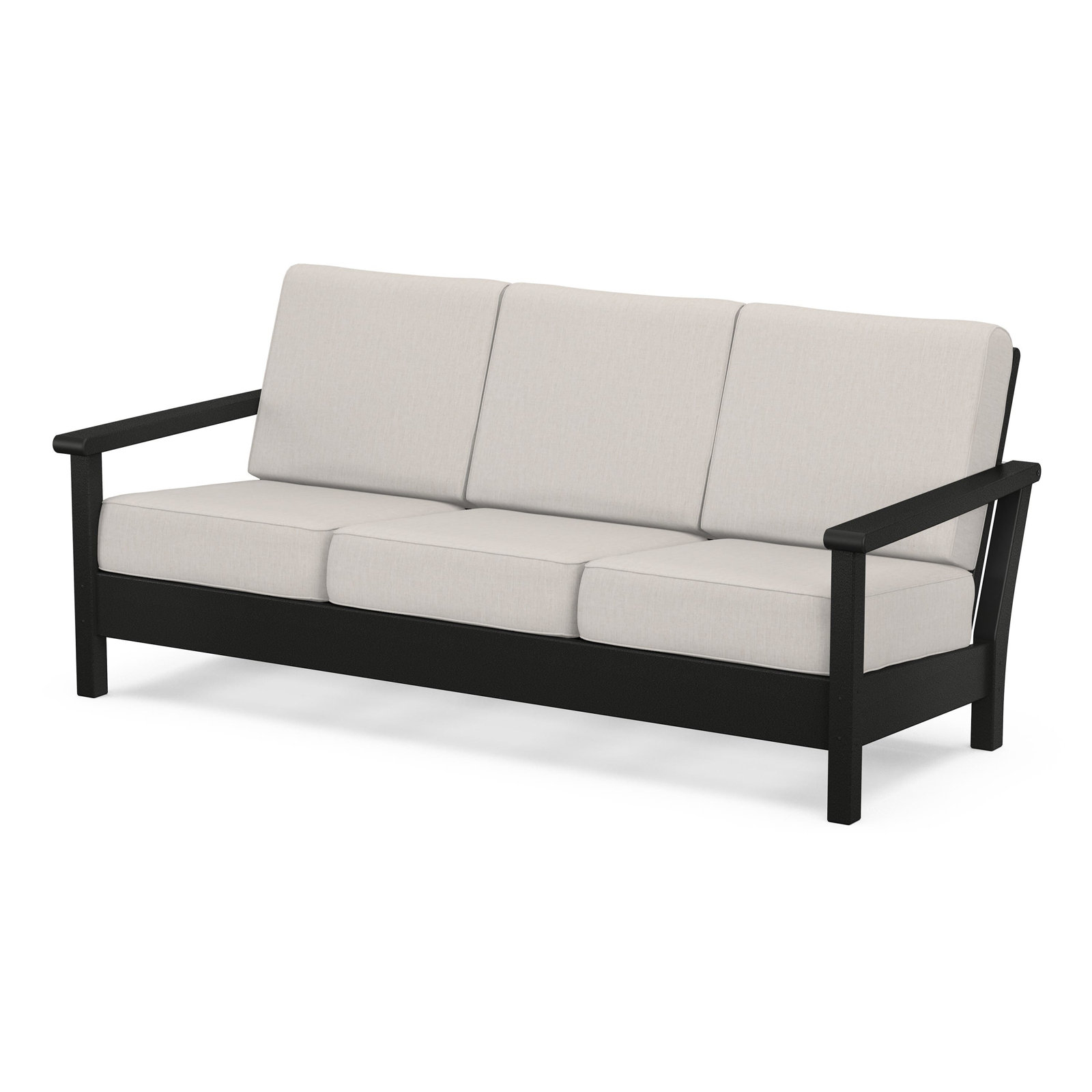 POLYWOOD® Harbour 75" Sunbrella® Patio Sofa, Cast Ash, Black