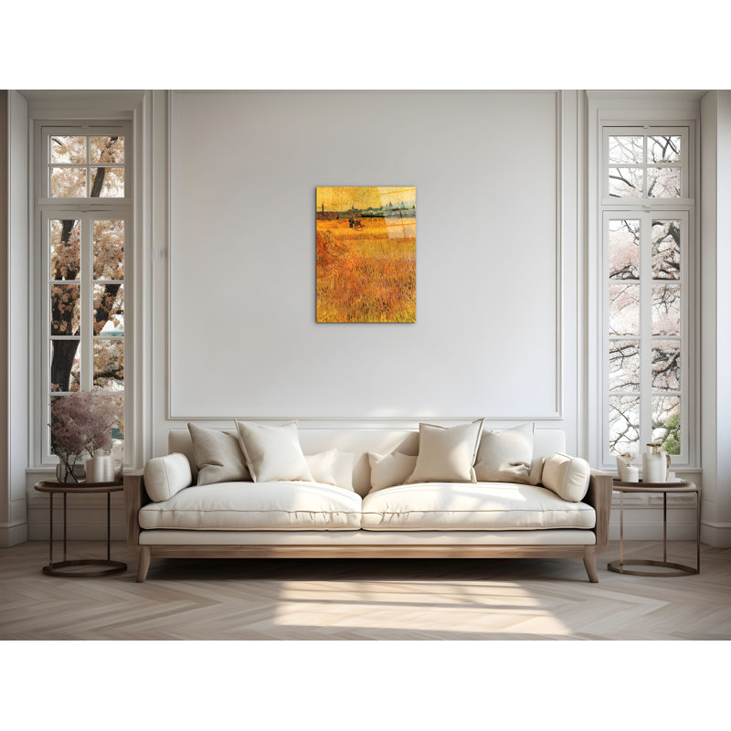 Arles View from the Wheat Fields By Van Gogh Vincent 80cm H X 60cm W CrystalArt Material Acrylic Glass Effect, Frameless Panel Lightweight Ready to Hang