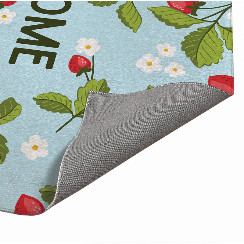Paillasson Strawberries, Bleu, L 60 po x L 84 po