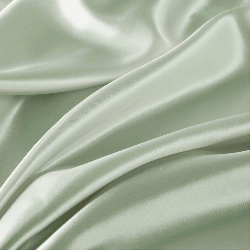 Ensemble de draps en satin de luxe, Couvre-lit très grand + 5 pièces supplémentaire, Sauge