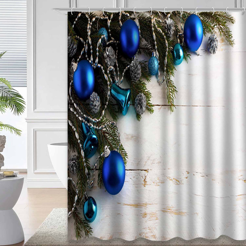 Rideau de douche Christmas avec 12 crochets, L 72 po x l 72 po