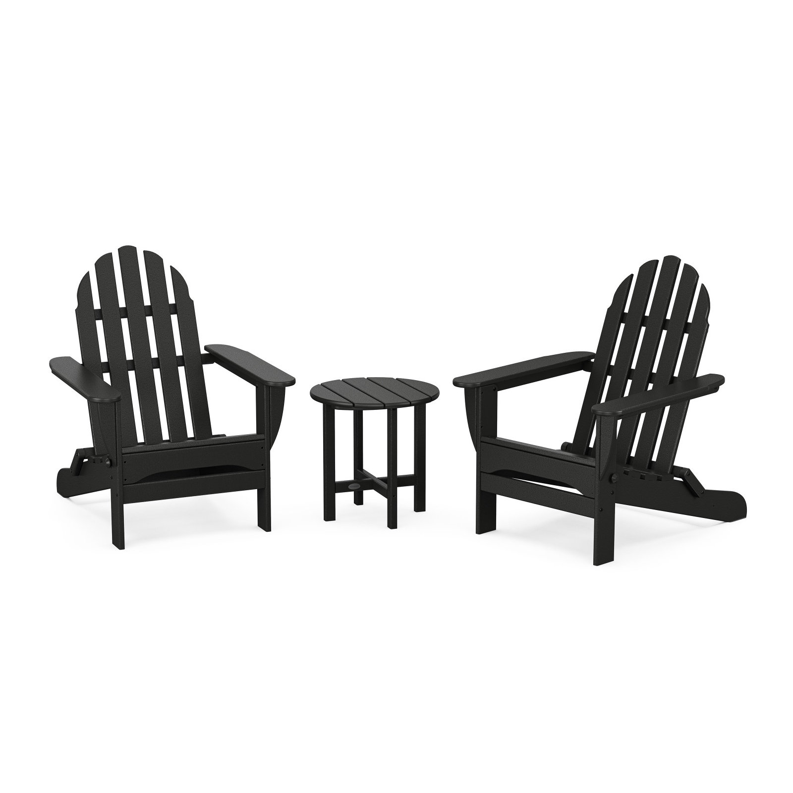 POLYWOOD Classic Folding Adirondack 3-Piece Set, Black