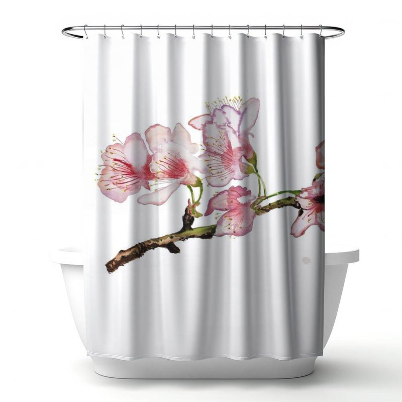 Floral – Polyester Shower Curtain, Dye Sublimation Print, 71" W × 74" L