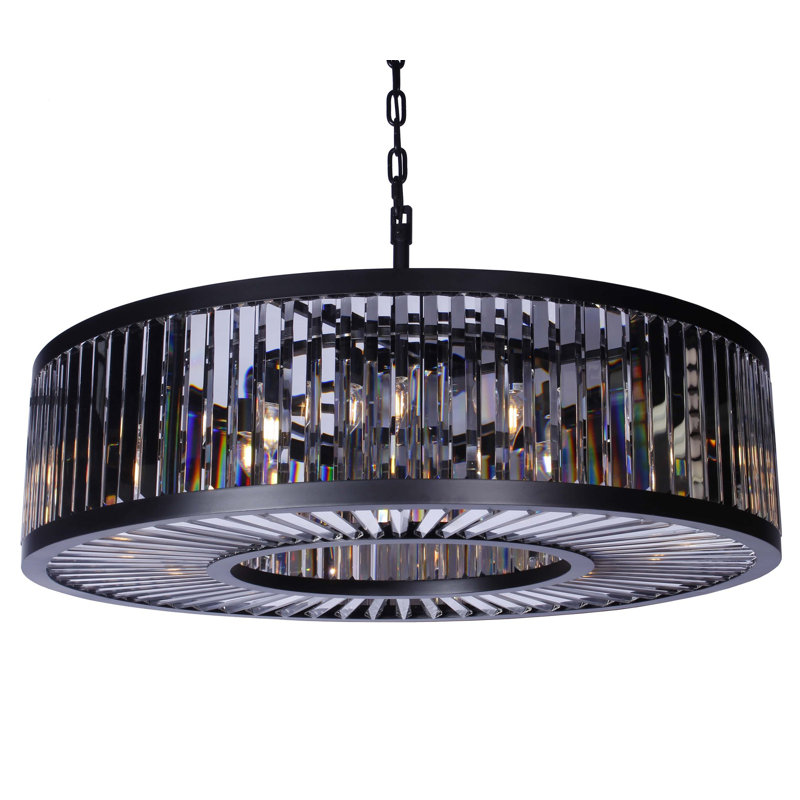 Lustree tambour 15 lumières ombrée avec accents en fer forgé Benji