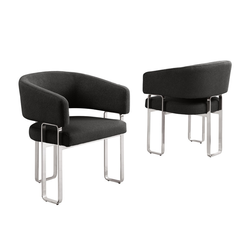 Chaises d'appoint Teddy, Argent argent, Noir