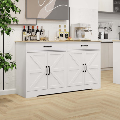 Buffet de rangement, armoire à buffet avec 2 tiroirs et 4 portes, armoire de salle à manger, crédence de bureau