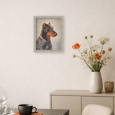 Doberman Dog 20th Century by Nostalgia Prints Framed Mounted Canvas Wall Art Print