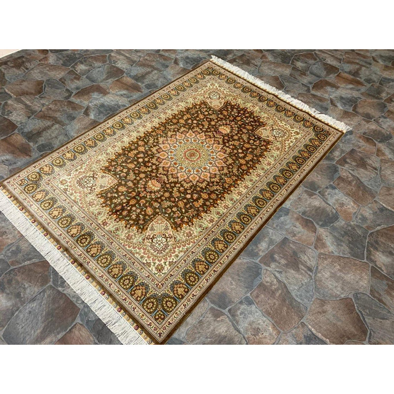 One-of-a-Kind 4' X 6 New Age Silk Area Rug in