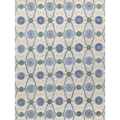 Josephine Geometric Area Rug in Blue/Ivory/Green