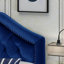 Tête de lit en velours bleu marine - Grand et double, avec sophistication à boutons et têtes de clous élégantes-1475314661