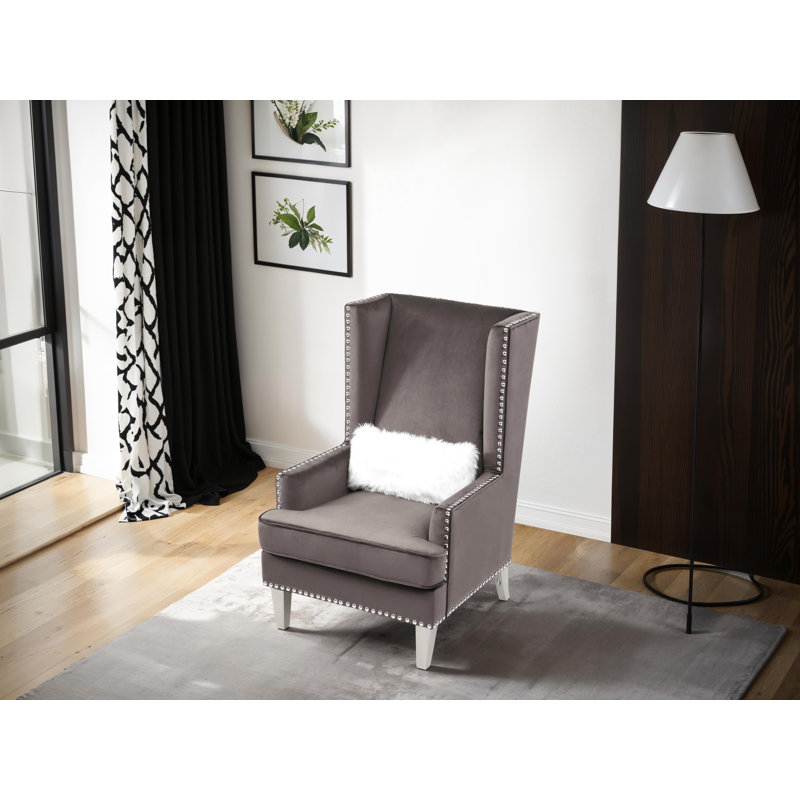 Zurich Velvet Chair Set of 2, Dark Grey Fabric