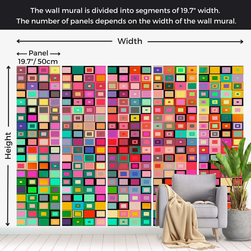 Geometric Wall Mural, 96" L x 137" W