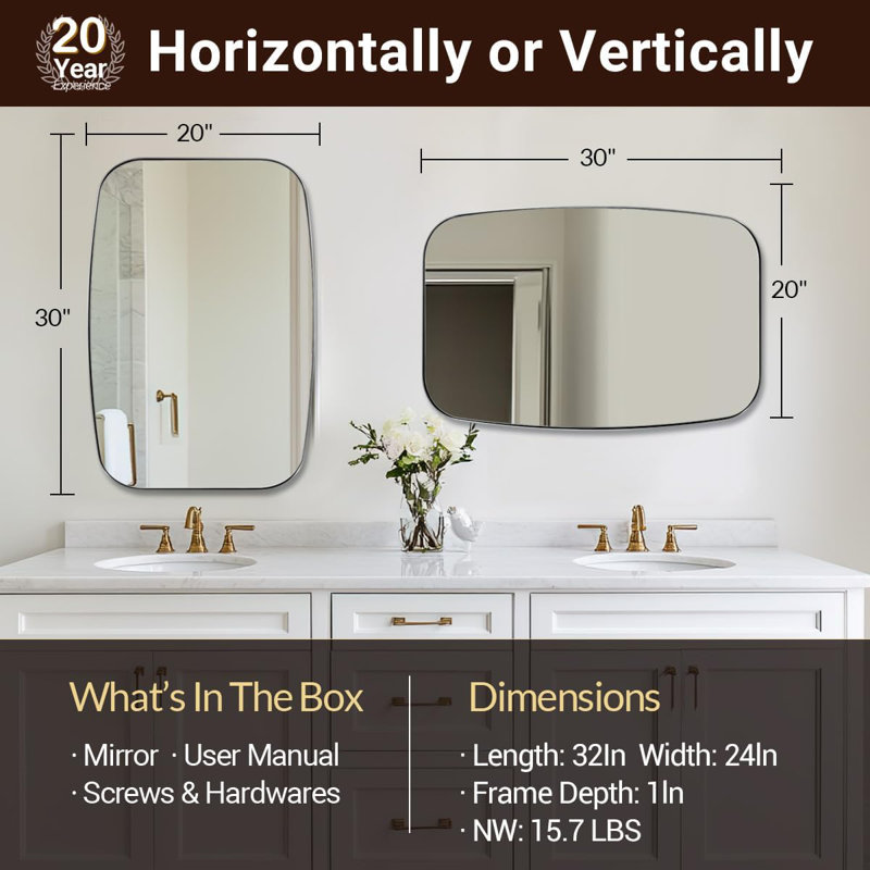 Miroir de salle de bain ovale moderne | Cadre en acier inoxydable, Chrome poli, 30 po x 22 po