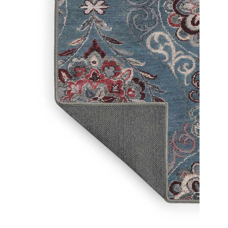 Bleu contemporain/Tapis décoratif brun, Rectangle 5 pi x 7 pi