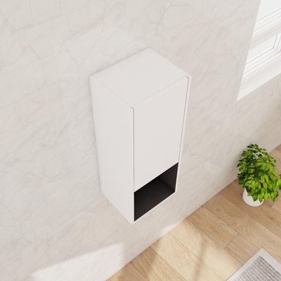 12" Wall Mounted Bathroom Side Cabinet With Soft Close Door And Shelf