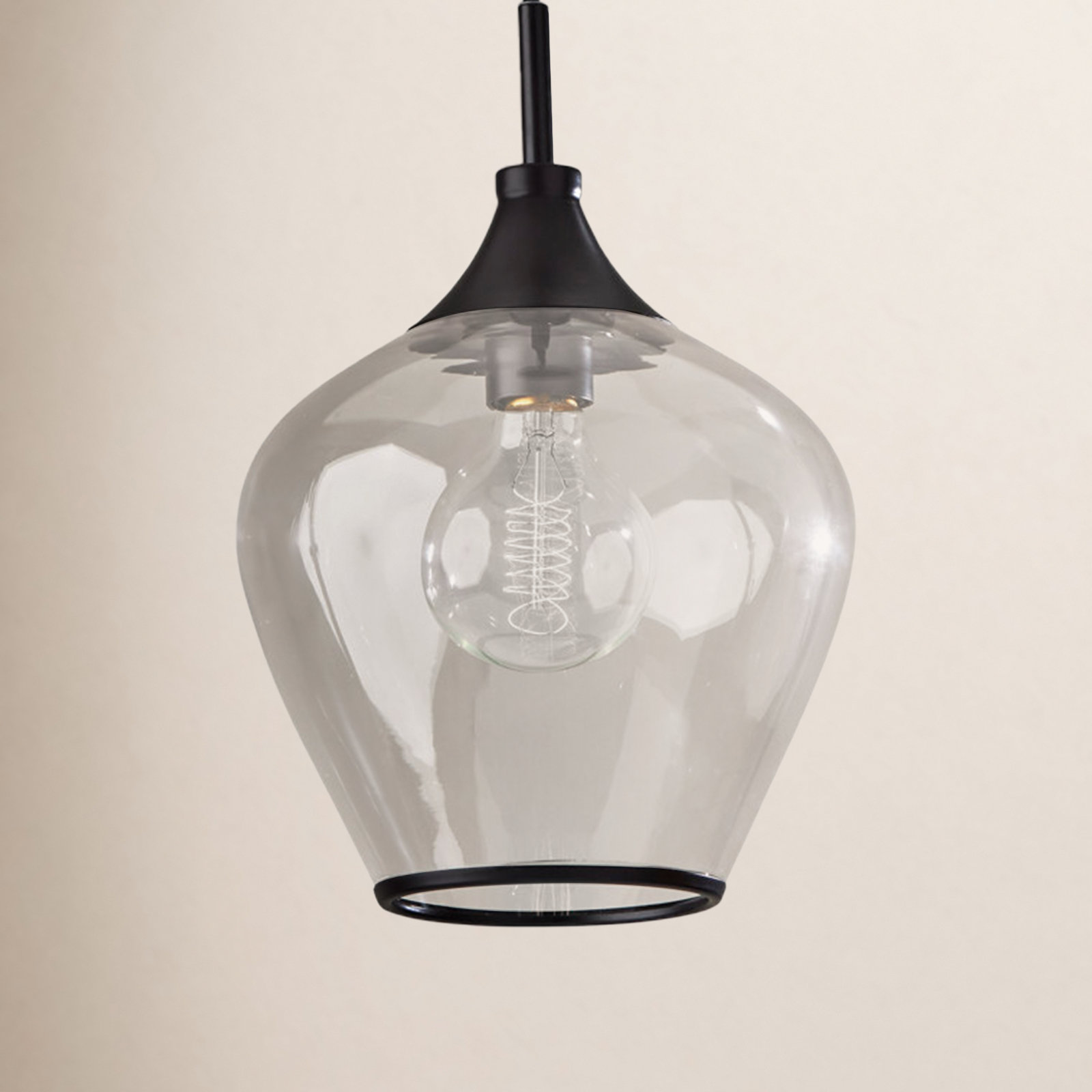 Single Light Glass Pendant, Dark Bronze