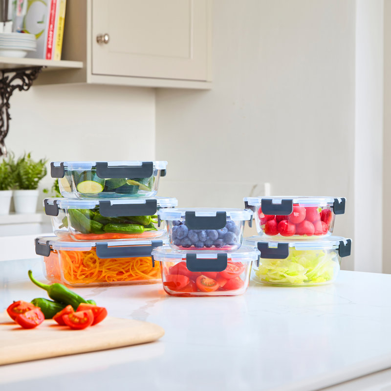 Evergreen Glass Food Storage Container - Set of Containers and 7 Lids