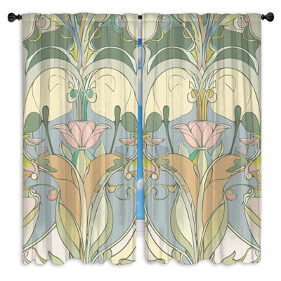Rideaux de fenêtre Art Nouveau à motif floral et obscurcissant - 2 panneaux