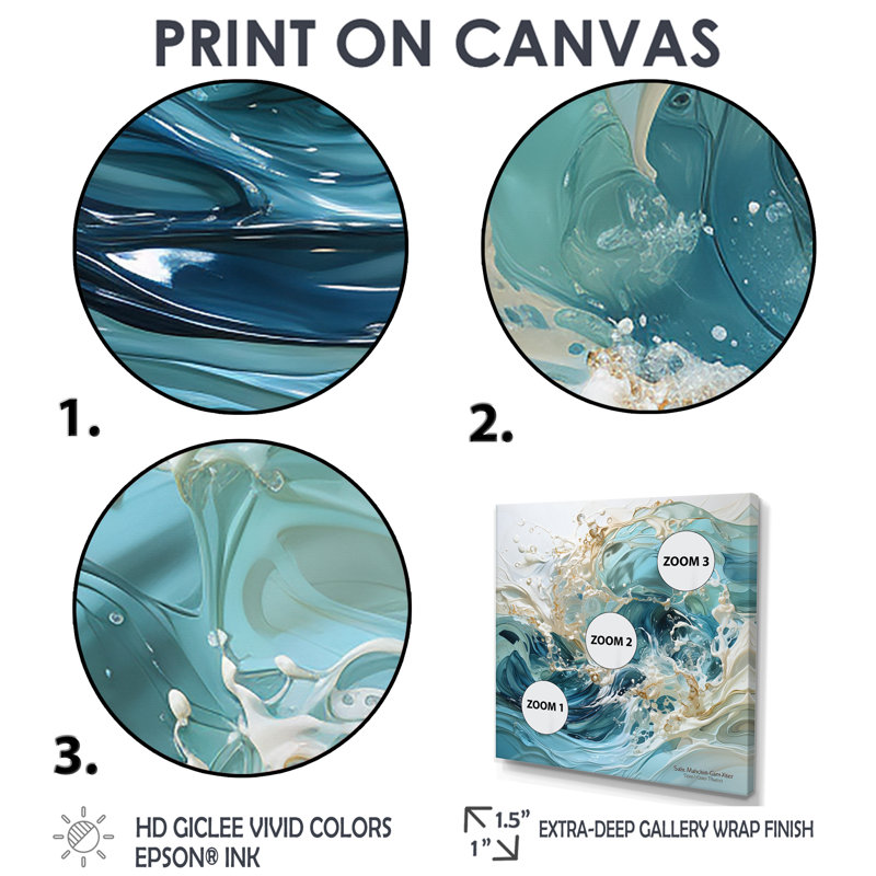 «Ocean Charm», art de vague liquide, Toile tendue, H 36 po x l 36 po x P 1,5 po