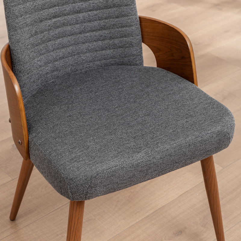 Chaise rembourrée en bois massif Carman, Lin gris