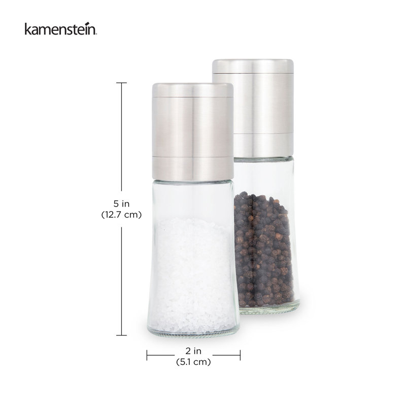 Stainless Steel and Glass Salt and Pepper Grinder Set
