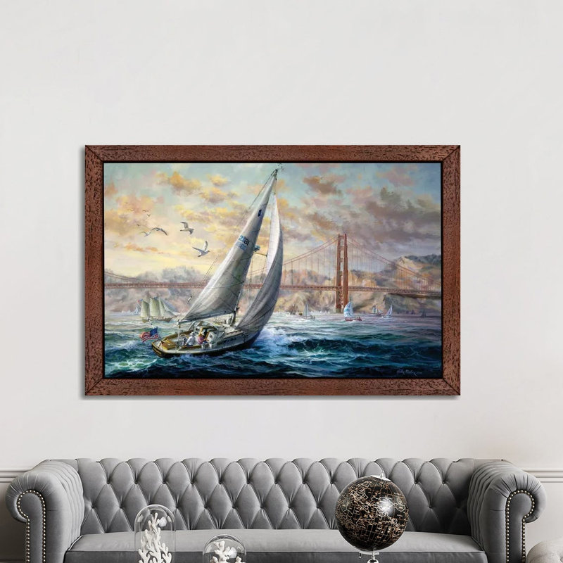 Golden Gate by Nicky Boehme - Painting on Canvas, Brown Floater Framed, 101.6 cm H x 66.04 cm W