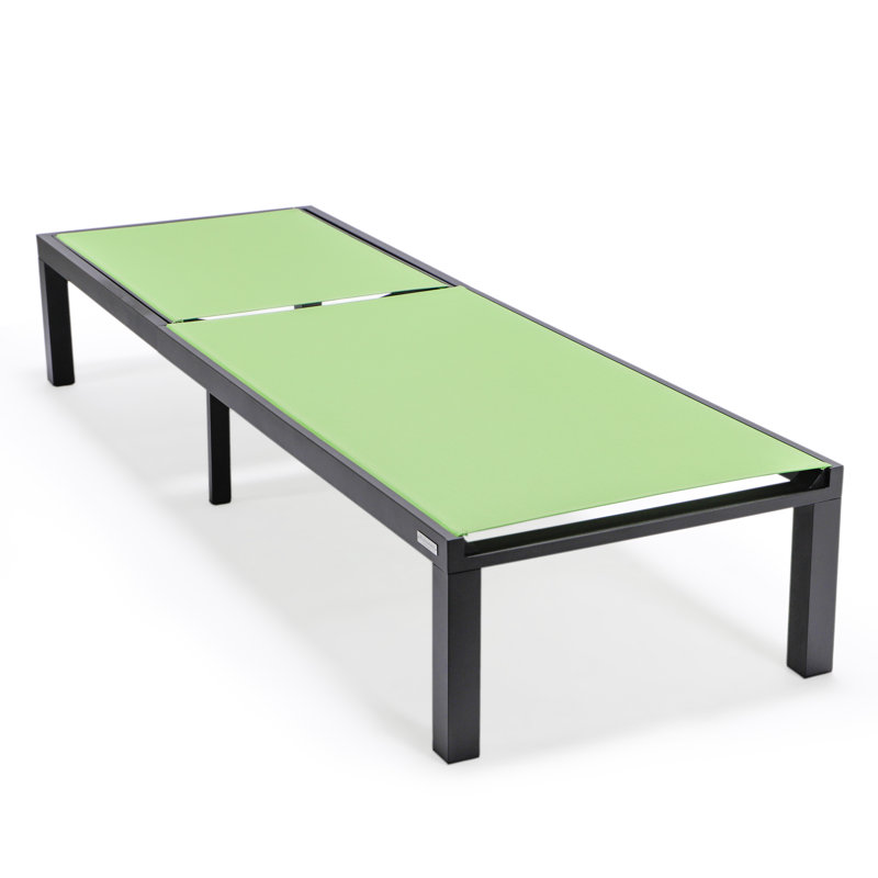 Marlin Modern Aluminum Outdoor Reclining Chaise Lounge - Weather-Resistant Sling Patio Chair for Poolside & Sunbathing, Green
