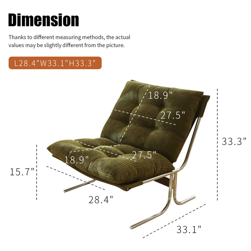 Chaise d'appoint moderne avec structure en métal chromé, coussin rembourré moelleux, conception à oreilles à haut dossier et siège profond spacieux pour des sièges confortables et polyvalents.